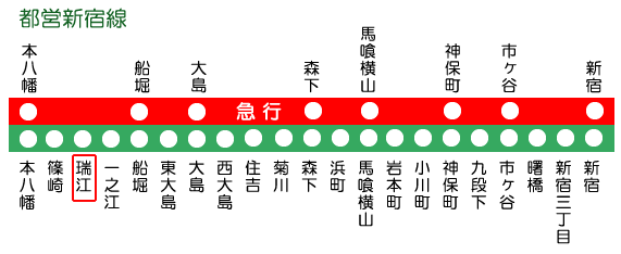 瑞江駅の路線図