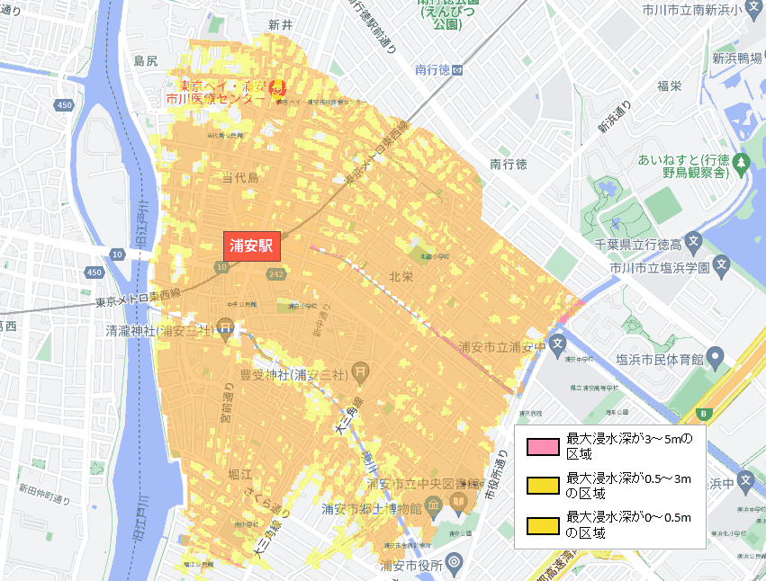 浦安市のハザードマップ