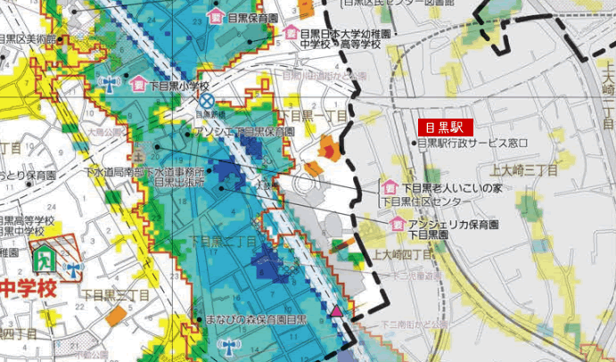 目黒駅のハザードマップ