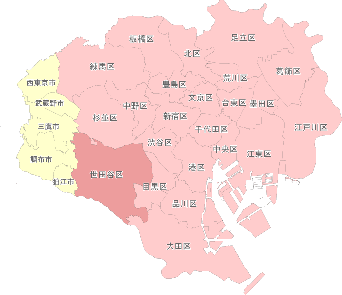世田谷区のマップ